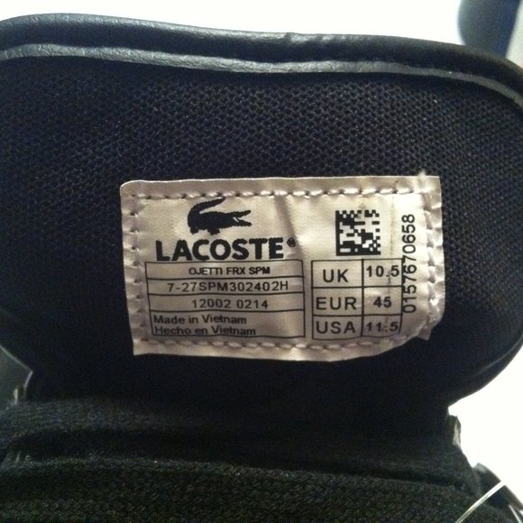 LACOSTE MENS NEW BLACK LEATHER FASHION SNEAKERS SIZE: 11.5 - Picture 16 of 16